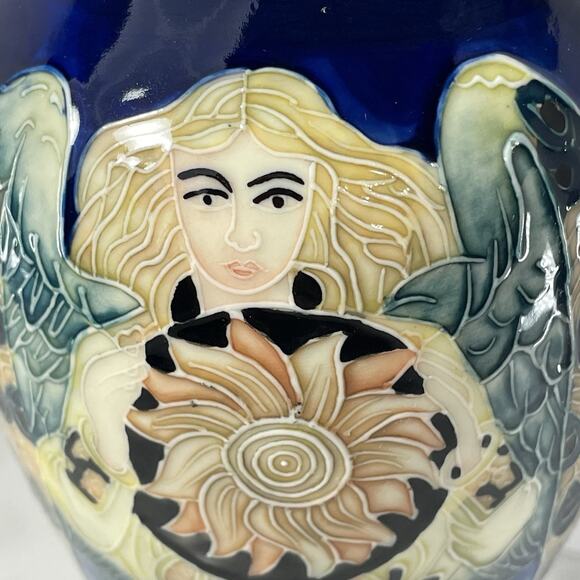 Old Tupton Ware Tube Lined Hand Painted Ceramic Vase ANGEL SUN 10.5” Tall - Picture 6 of 12